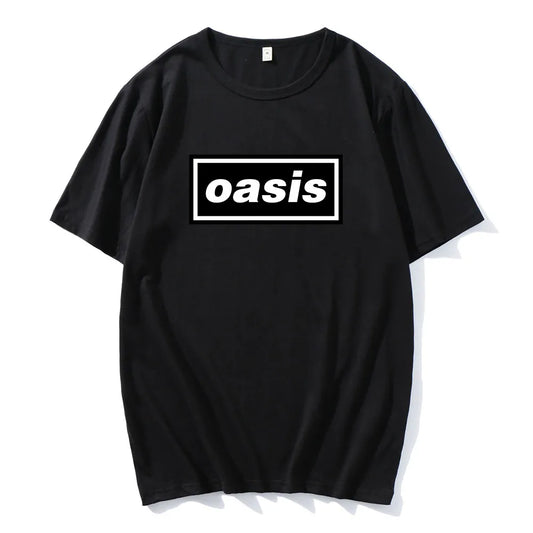 Hip hop streetwear Live'25 Oasis-s band T-shirt round neck unisex T-shirt summer casual pattern printed T-shirt for men