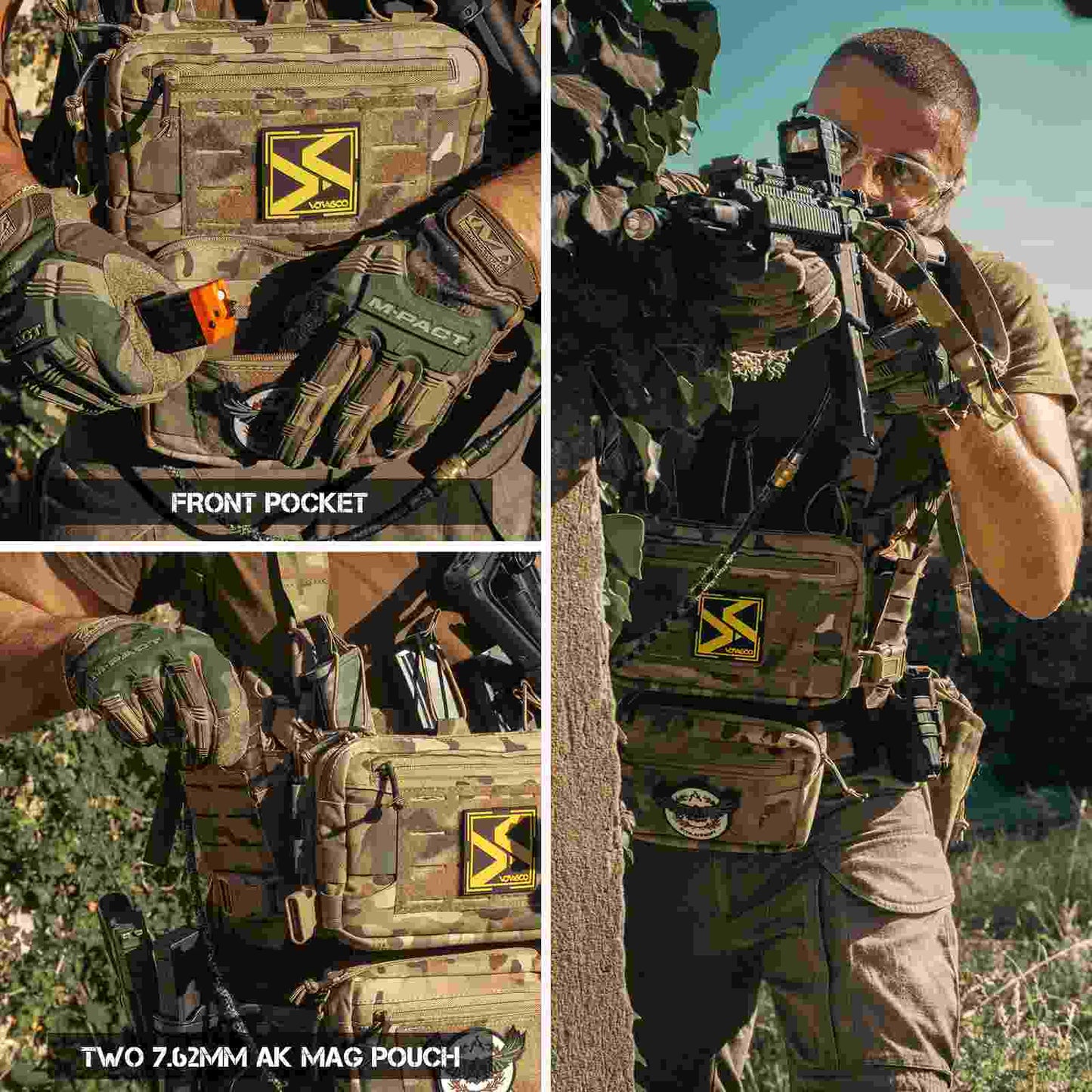 Votagoo Tactical Chest Rig,Molle Modular Micro Fight Chest Rigs Adjustable&Detachable with 5.56/7.62 Magazine Pouch-2