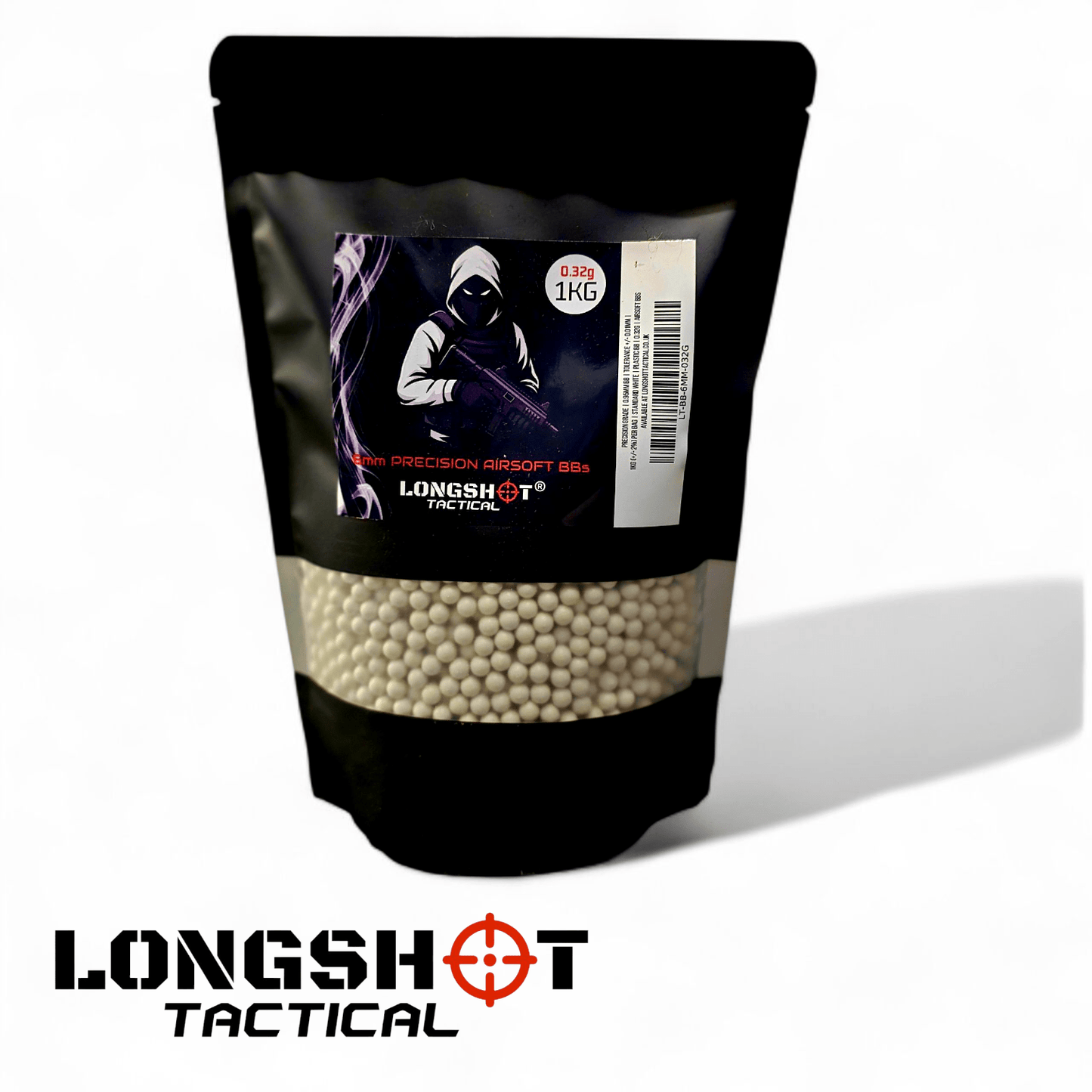 0.32g Longshot Tactical Precision White Airsoft BBs 6mm - High Grade Ammo 1KG (3125R)