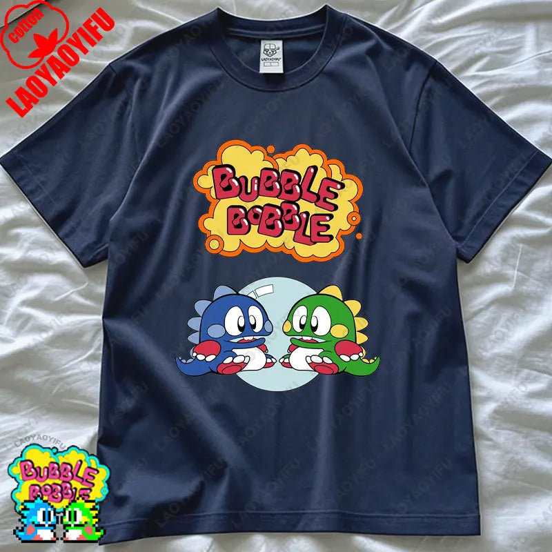 Bubble Bobble Game Graphic T Shirts Gaming Meme Gamer Funny Retro Cult Movie Music Tops Cool Gift Men Woman Cotton Tees T-Shirt