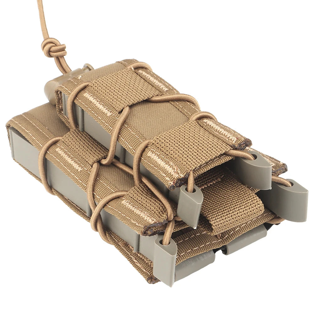 Tacctical Molle Double Magazine Pouch 9mm/7.62/5.56mm Pistol Rifle Mag Pouch M4 AR15 AK Glock 17 Universal Fast Attach Carrier