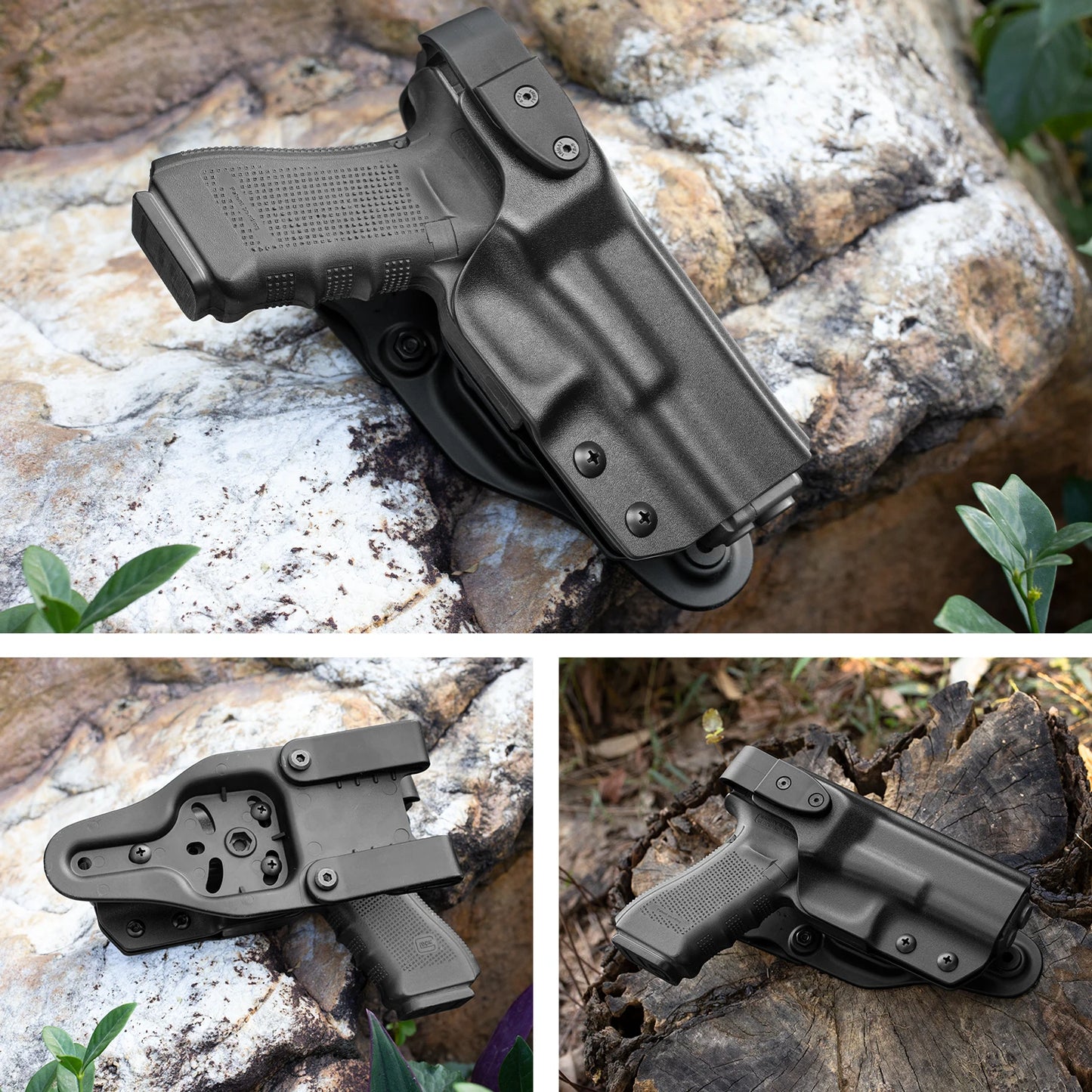 Gun&Flower Kydex OWB Holster for Glock 17 /19 Pistol with Thumb Release Retention Tactical Right Hand Gun Bags,NOT Red Dot