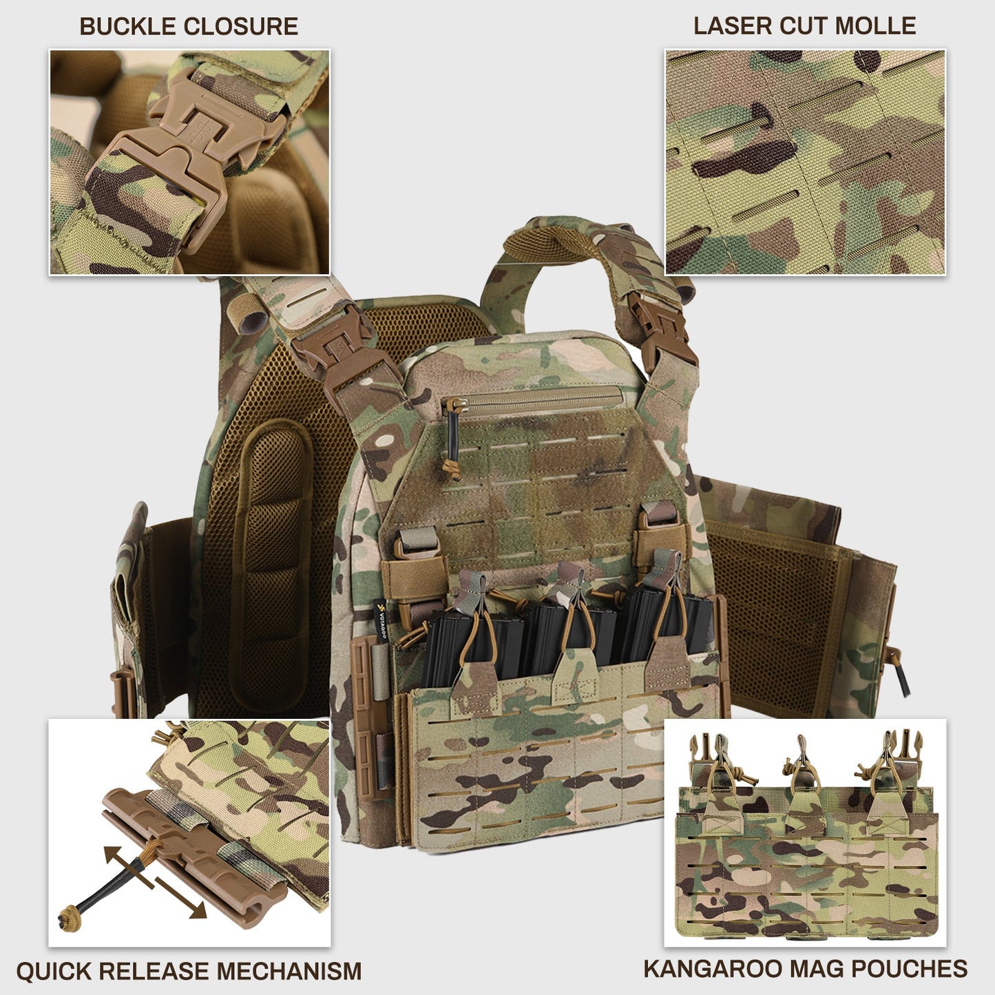 Votagoo 1000D Nylon Military Vest Quick Release Y014 Tactical Vest-4