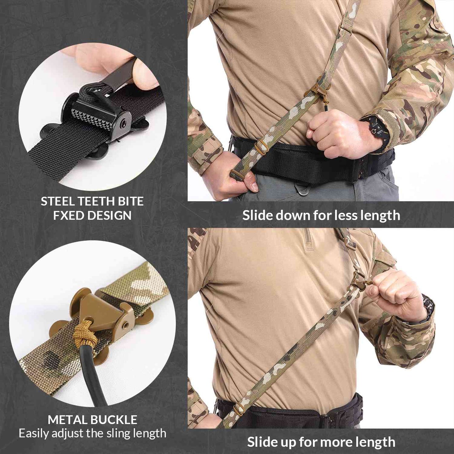 Votagoo Tactical 2 Point Sling, Quick Adjust Gun Sling with HK Hook-3