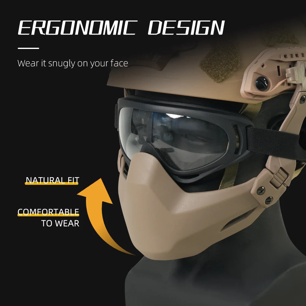 BOOIU Tactical Half Face Folding Mask Nylon Adjustable Wargame Hunting Paintball Airsoft Protective Masks Helmet Accessories