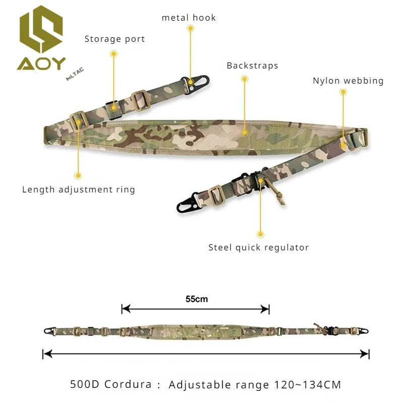 Tactical GEAR Rifle Multifunctional Sling Strap Removable Modular 2/1 Point Sling Padded Airsoft AR15 Hunting Weapo Accessories