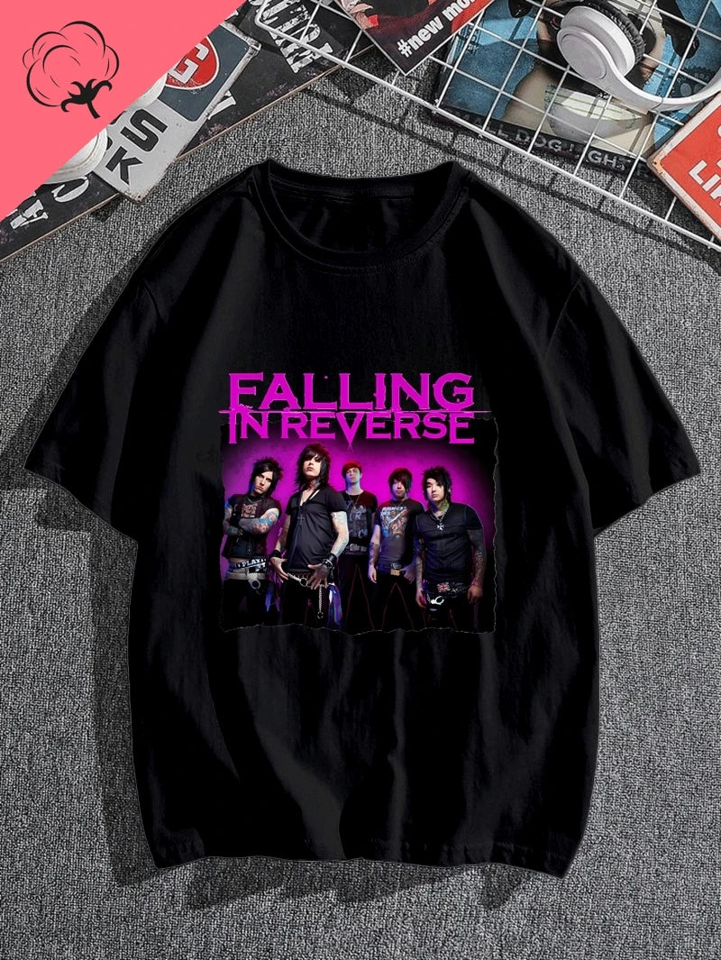 Falling in Reverse Is A Famous Post-hardcore Band Printed T-shirt From The United States,A Classic Punk Rock Style Cotton Tshirt