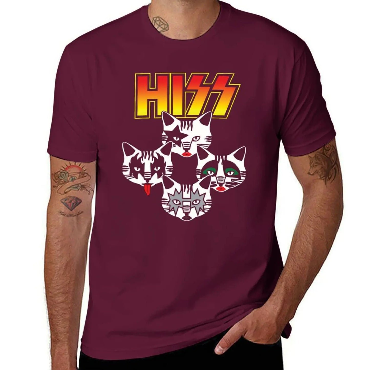 Hiss Cats Band Hiss Funny Cat Kittens Matching Gift Lover Band T-Shirt valentines clothes new edition mens funny t shirts
