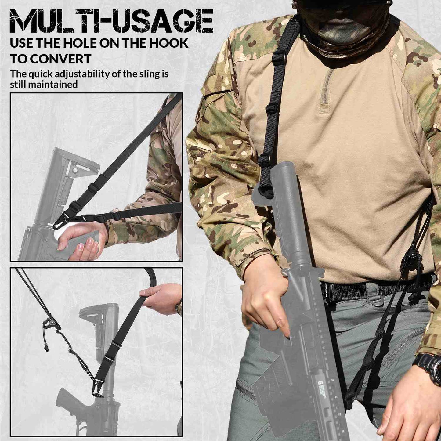 Votagoo Tactical 2 Point Sling, Quick Adjust Gun Sling with HK Hook-4