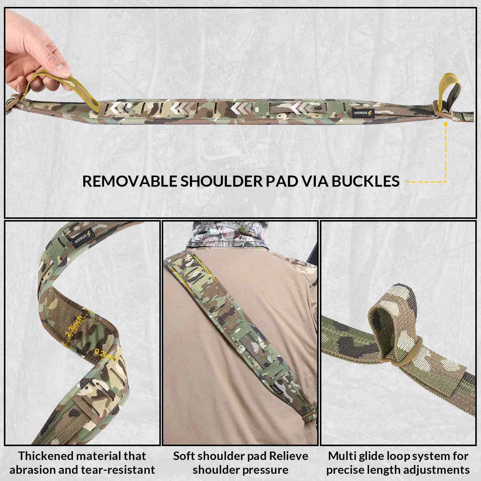 Votagoo Tactical 2 Point Sling, Quick Adjust Gun Sling with HK Hook-2