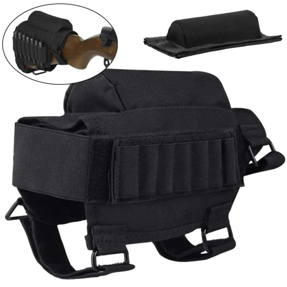 Tactical Airsoft Buttstock Cheek Cartridge Pouch with 7 Shells Attachment Holder