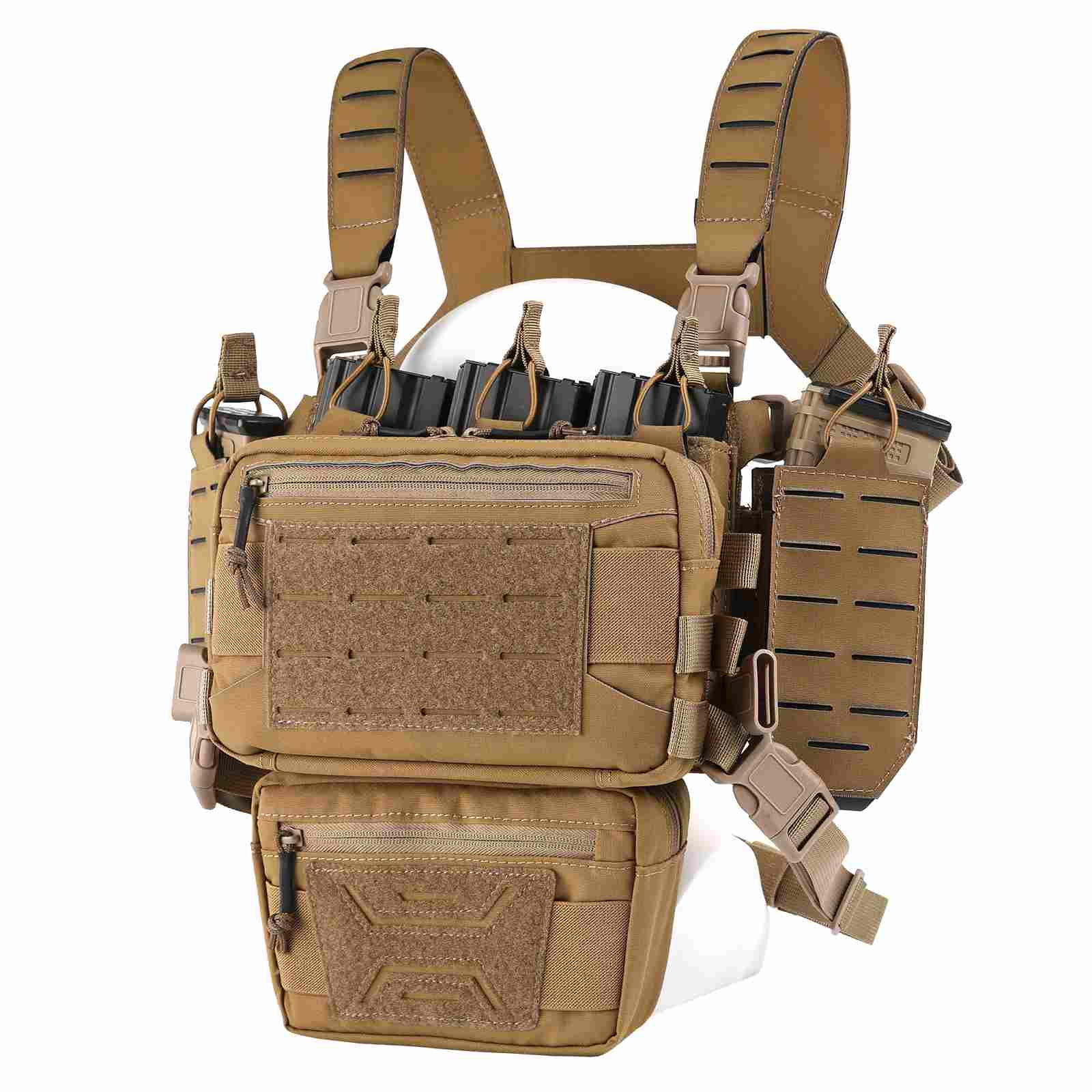 Votagoo Tactical Chest Rig,Molle Modular Micro Fight Chest Rigs Adjustable&Detachable with 5.56/7.62 Magazine Pouch-7