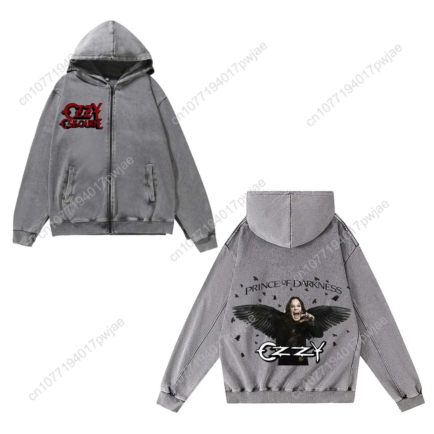 Ozzy Osbourne Rock Band Zipper Sweatshirt Man Woman Vintage Hoodies Sweat Shirt With Pocket Full Zip Customized Jacket Tops