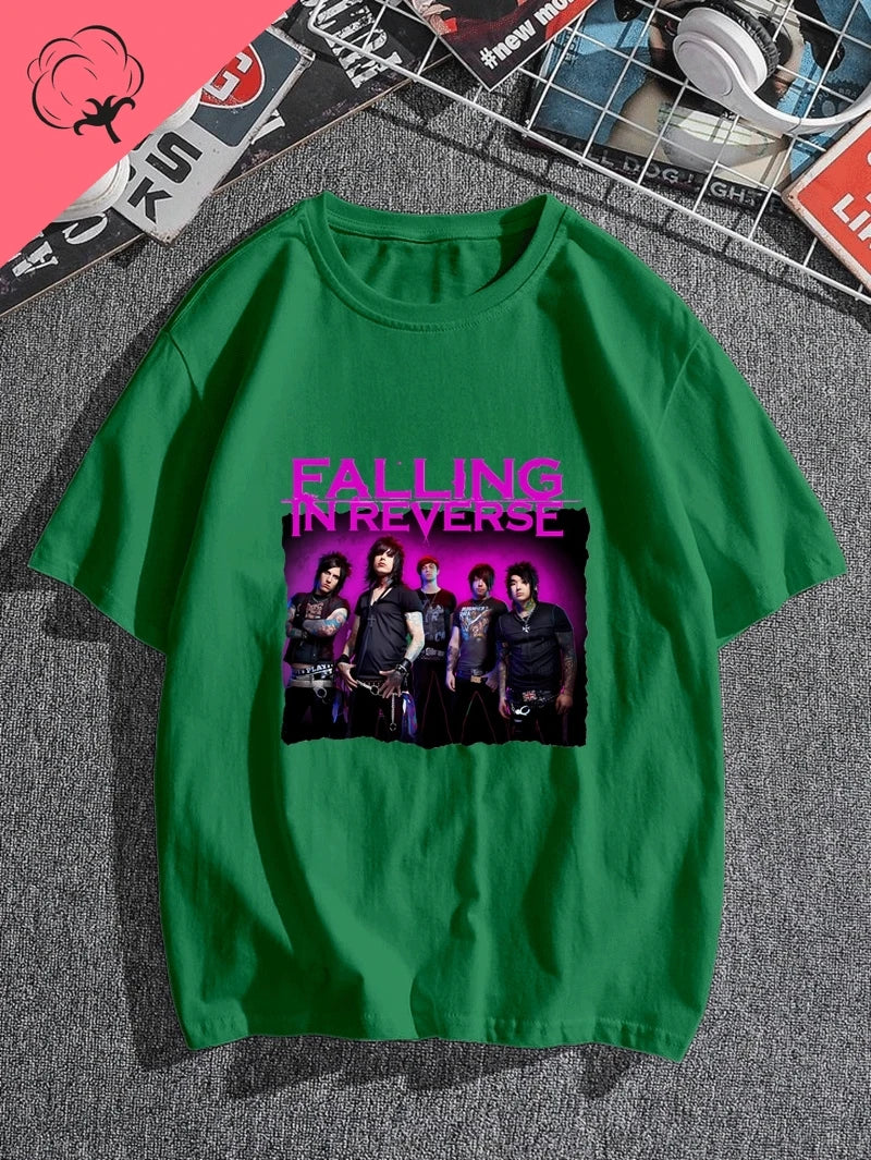Falling in Reverse Is A Famous Post-hardcore Band Printed T-shirt From The United States,A Classic Punk Rock Style Cotton Tshirt