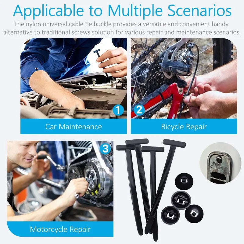 500/1pcs Nylon Cable Ties Buckle Auto Fastener Screw Replacement Clip Car Fenders Trunk Engine Guard Panel Wire Management Tools