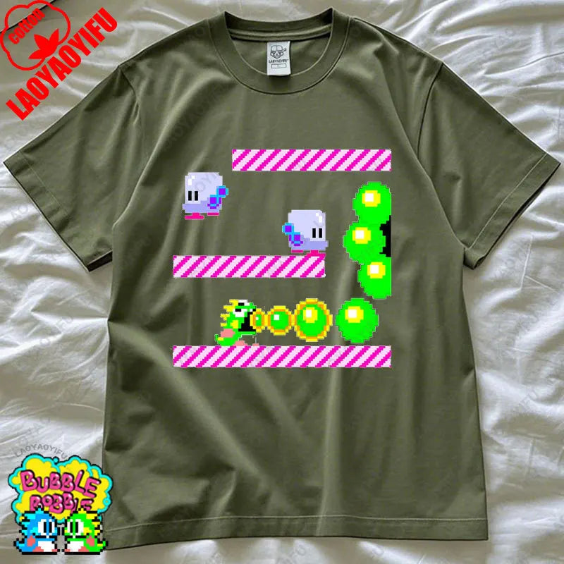 Bubble Bobble Game Graphic T Shirts Gaming Meme Gamer Funny Retro Cult Movie Music Tops Cool Gift Men Woman Cotton Tees T-Shirt