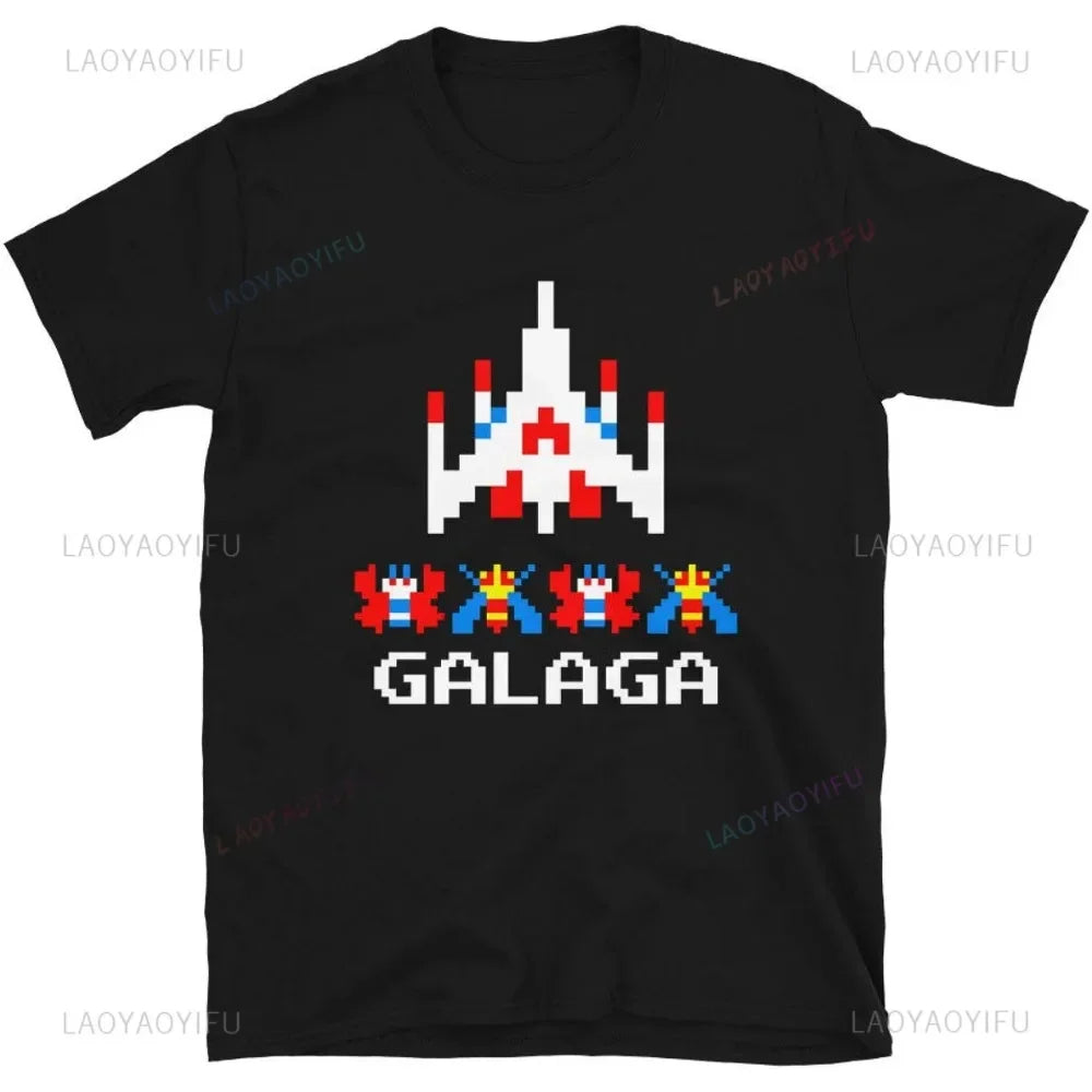 80s 70s Arcade Galaga Video Game Vintage T-srhit Invader Space Gaming Alien Men T Shirt Harajuku Style Retro Casual Fashion Tees