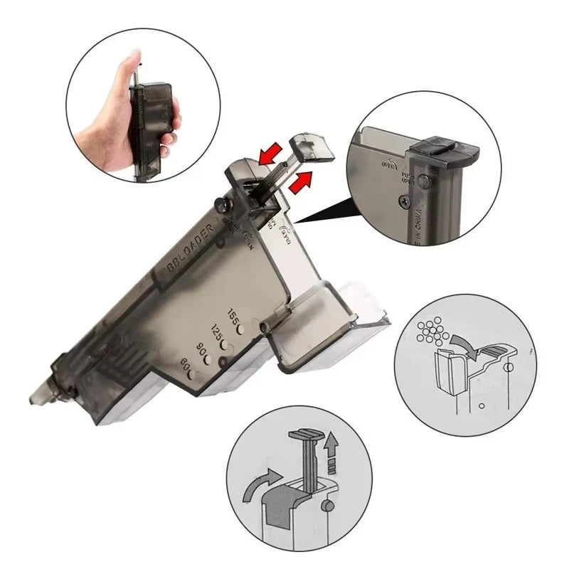 Plastic Bb Speed Loader 100/200 Rounds Airsoft War Game Tactical Magazine Refiller Paintball Hunting Equipment Accessories