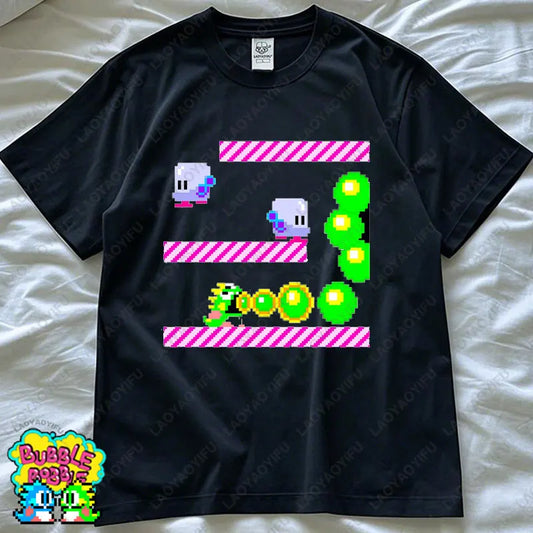 Bubble Bobble Game Graphic T Shirts Gaming Meme Gamer Funny Retro Cult Movie Music Tops Cool Gift Men Woman Cotton Tees T-Shirt