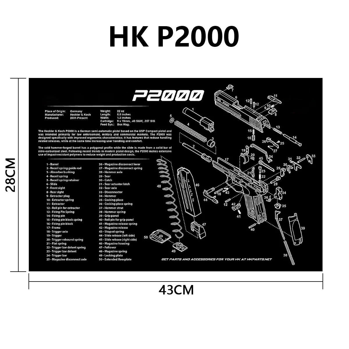Gun Cleaning Rubber Mat Mouse Pad Parts Diagram For AR15 AK47 Remington 870 K98K MP5 G17 CZ-75 1911 Bere 92 PX4 Walther PPQ