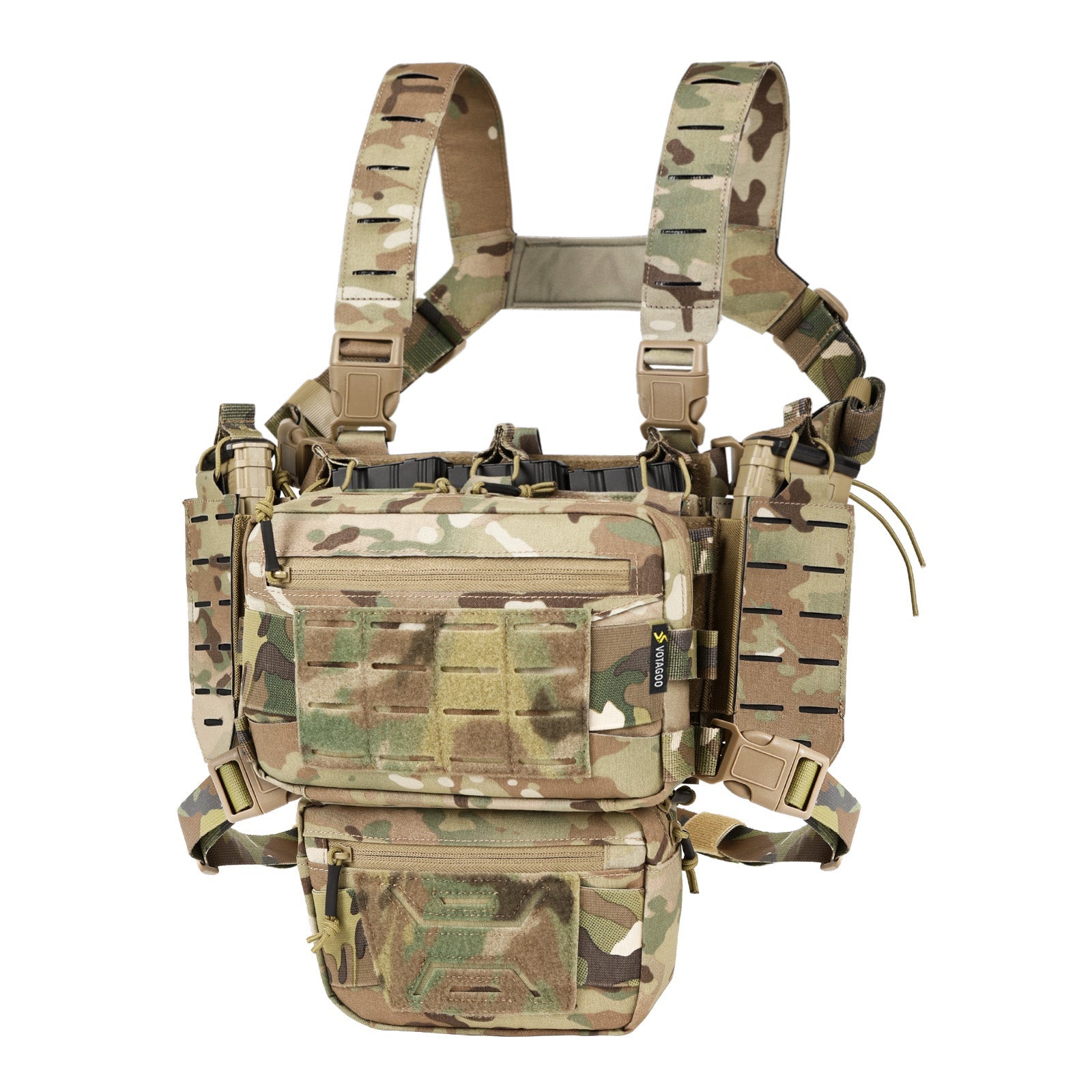 Votagoo Tactical Chest Rig,Molle Modular Micro Fight Chest Rigs Adjustable&Detachable with 5.56/7.62 Magazine Pouch-9