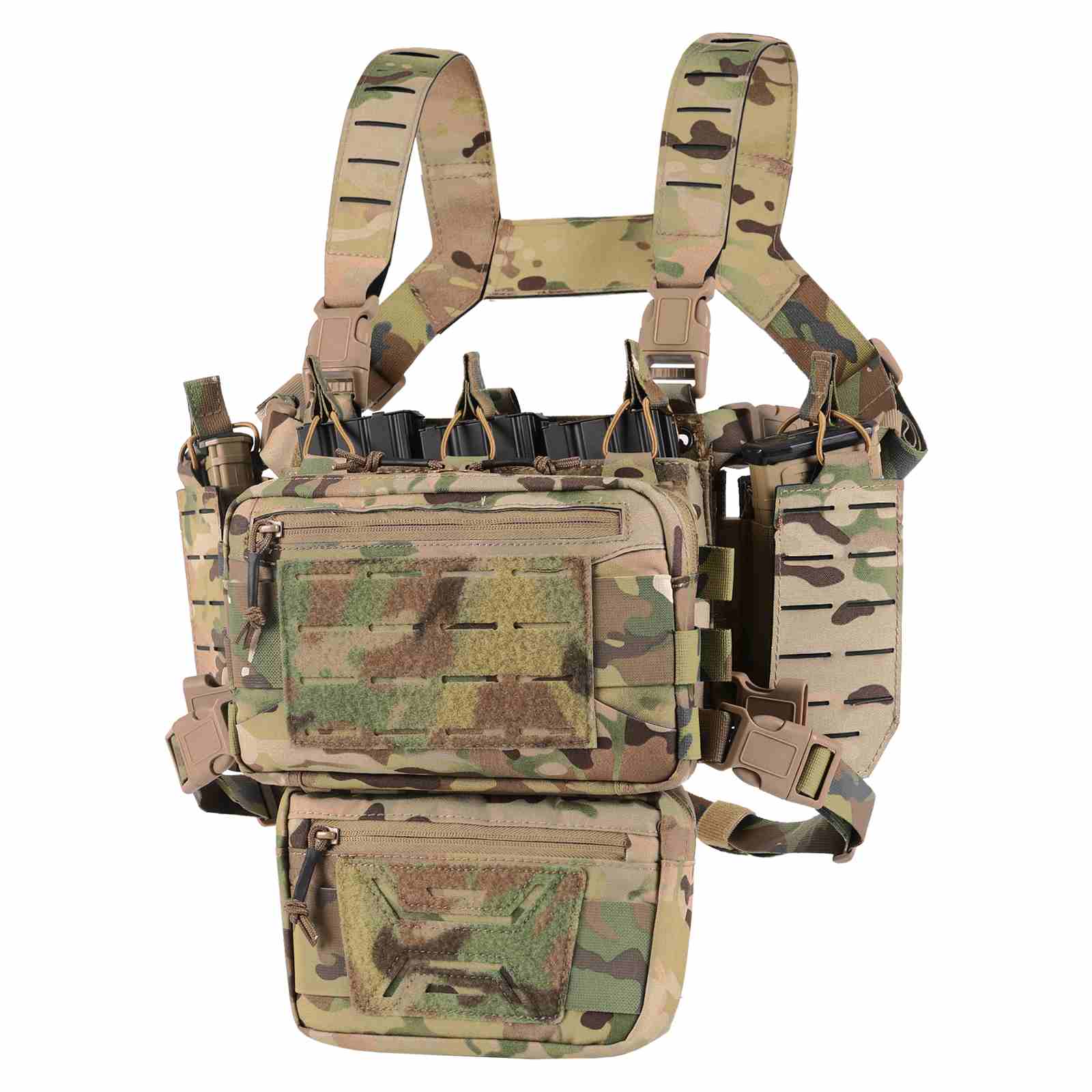 Votagoo Tactical Chest Rig,Molle Modular Micro Fight Chest Rigs Adjustable&Detachable with 5.56/7.62 Magazine Pouch-0