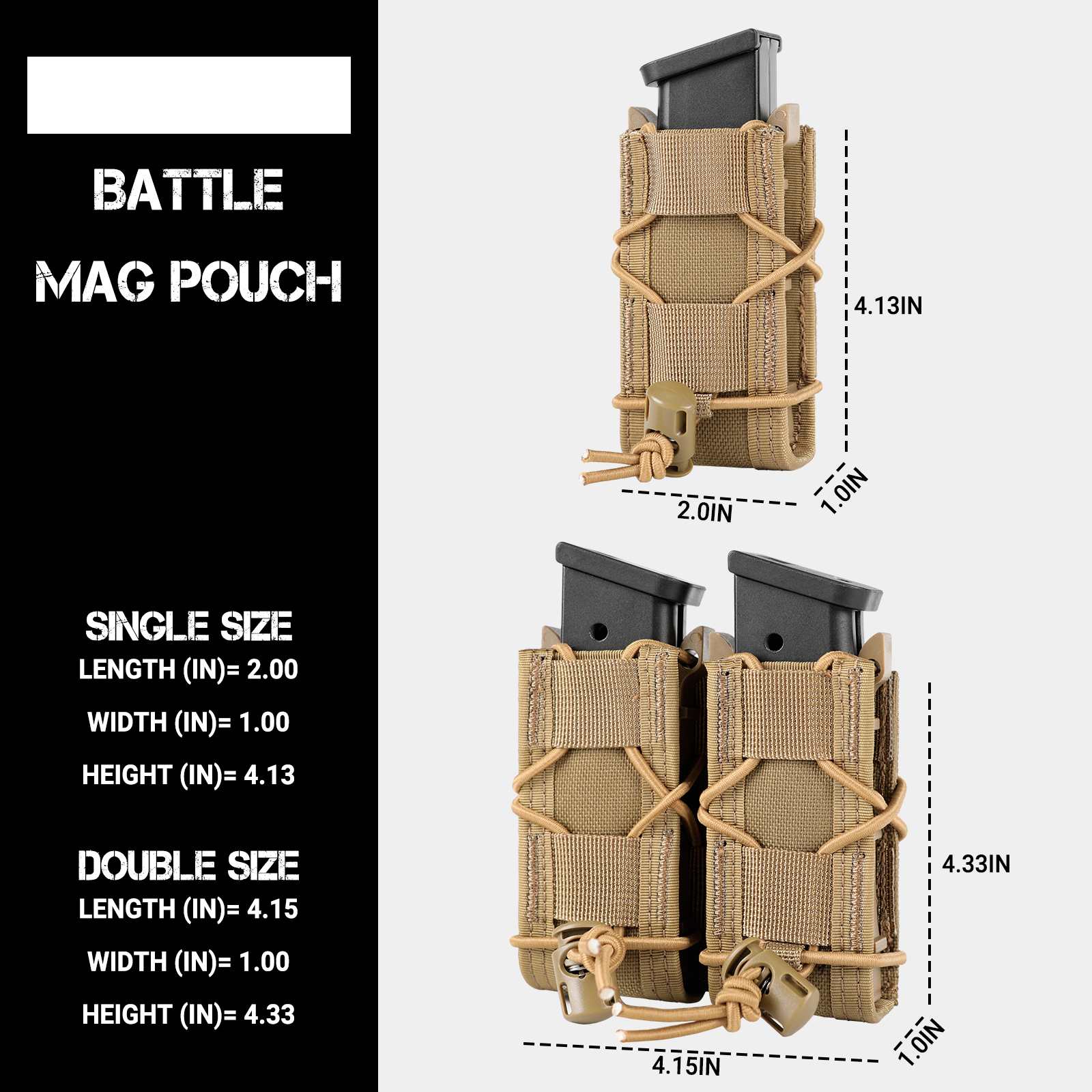 Votagoo Molle Mag Pouch 9mm/.40 Caliber Single/Dual Stack Adjustable Mag Pouch-2