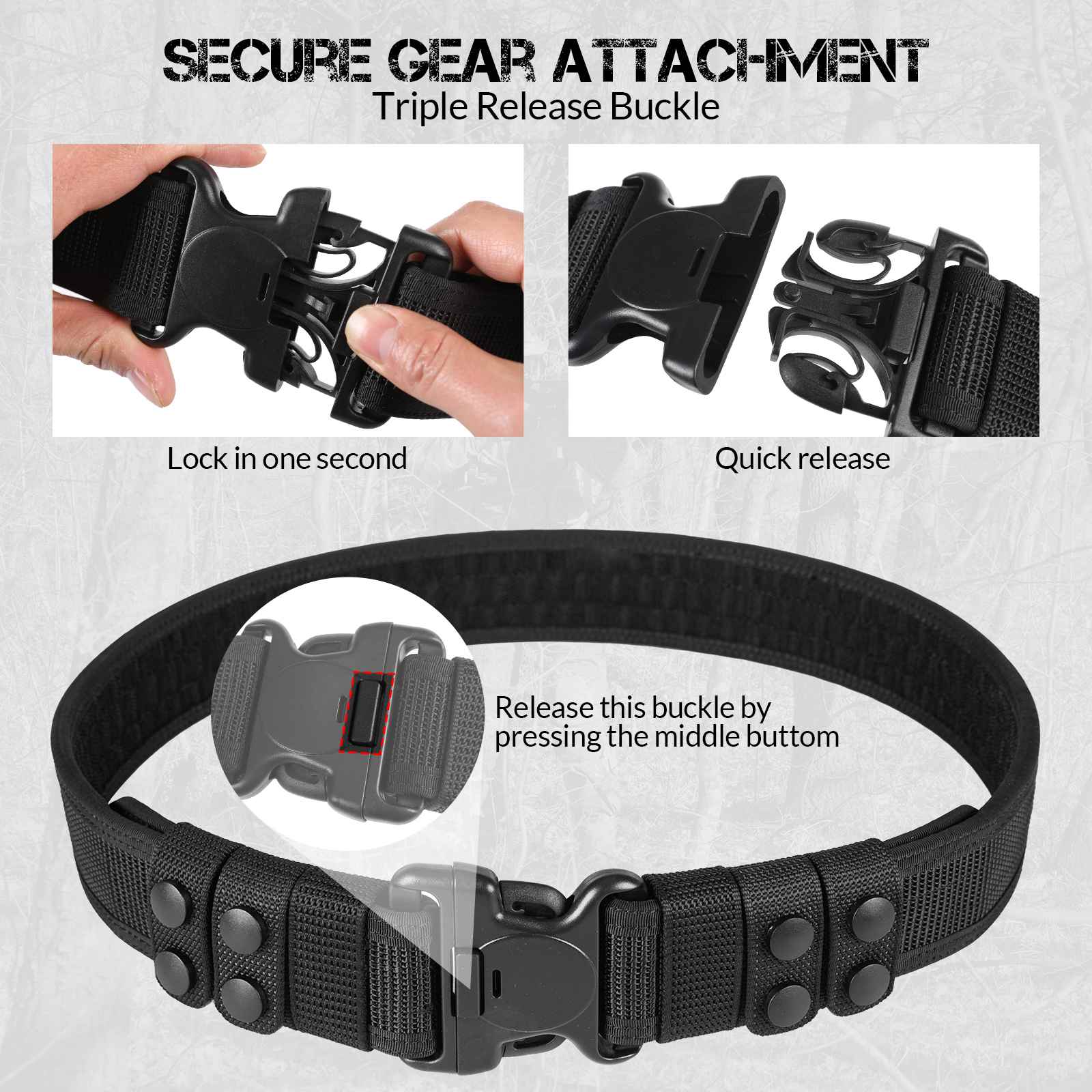 Duty Belt 2'' Police Belts with Hook Lining-3