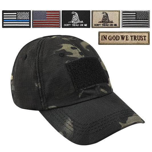 Hunting Tactical Operator Cap with 6 US Flag Patches-0