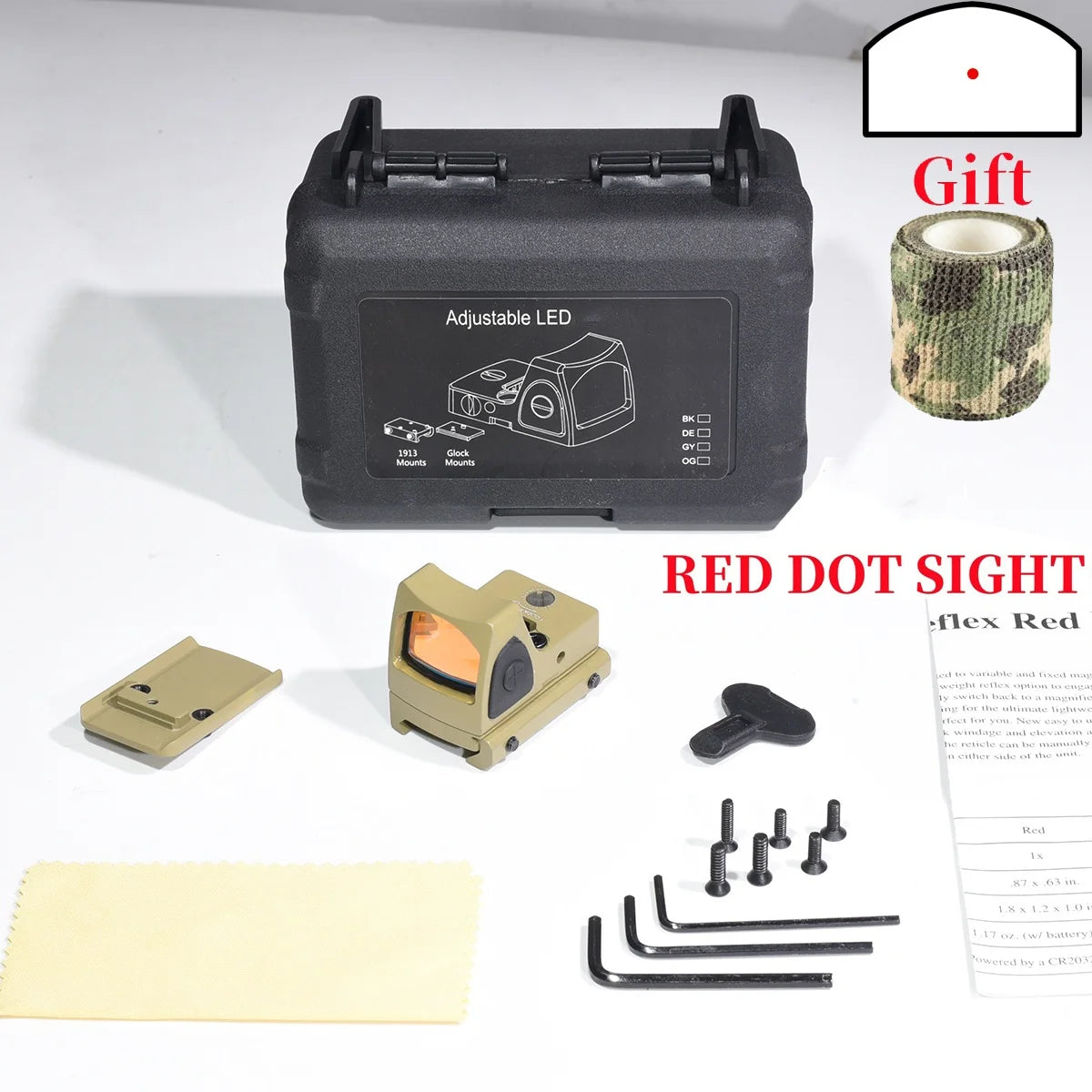 Mini Red Dot Sight Tactical Optic Reflex Collimator Hunting Airsoft Compact Riflescope Equipment Accessory AR15 G19 M4