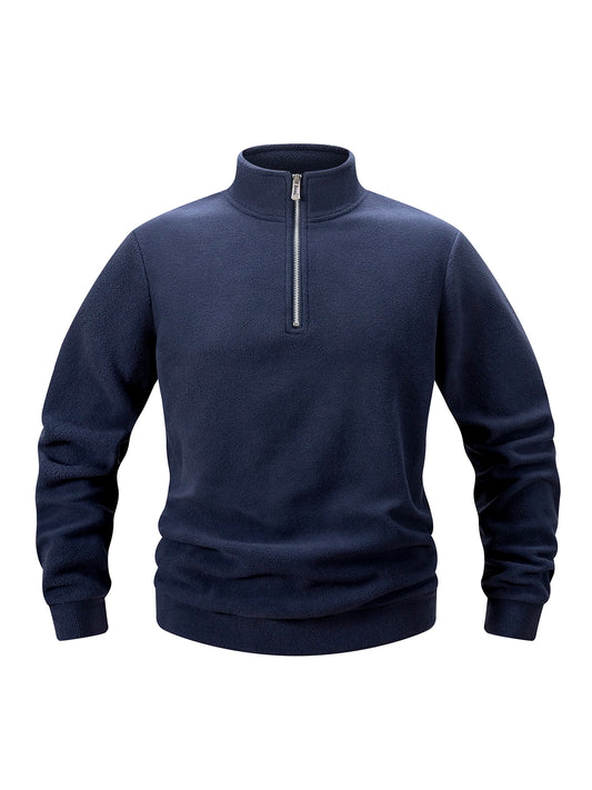 Men's Fleece Half Zipper Pullover Autumn Thicken Warm Sweatshirts Stand Up Collar Loose Casual Long Sleeve Sportswear Clothing