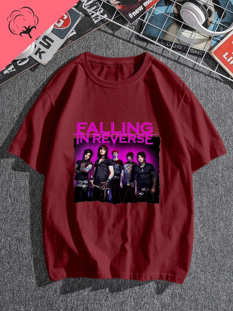 Falling in Reverse Is A Famous Post-hardcore Band Printed T-shirt From The United States,A Classic Punk Rock Style Cotton Tshirt