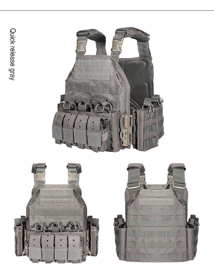 YAKEDA 1000D Nylon Plate Carrier Tactical Vest Outdoor Hunting Protective Adjustable MODULAR Vest for Airsoft Combat Accessories