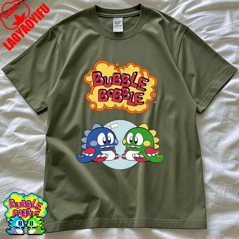 Bubble Bobble Game Graphic T Shirts Gaming Meme Gamer Funny Retro Cult Movie Music Tops Cool Gift Men Woman Cotton Tees T-Shirt