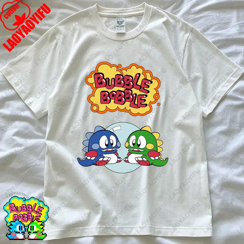Bubble Bobble Game Graphic T Shirts Gaming Meme Gamer Funny Retro Cult Movie Music Tops Cool Gift Men Woman Cotton Tees T-Shirt