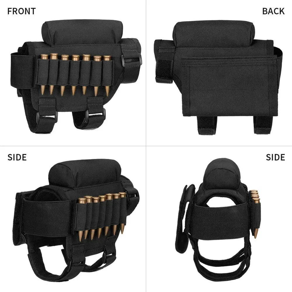 Tactical Airsoft Buttstock Cheek Cartridge Pouch with 7 Shells Attachment Holder