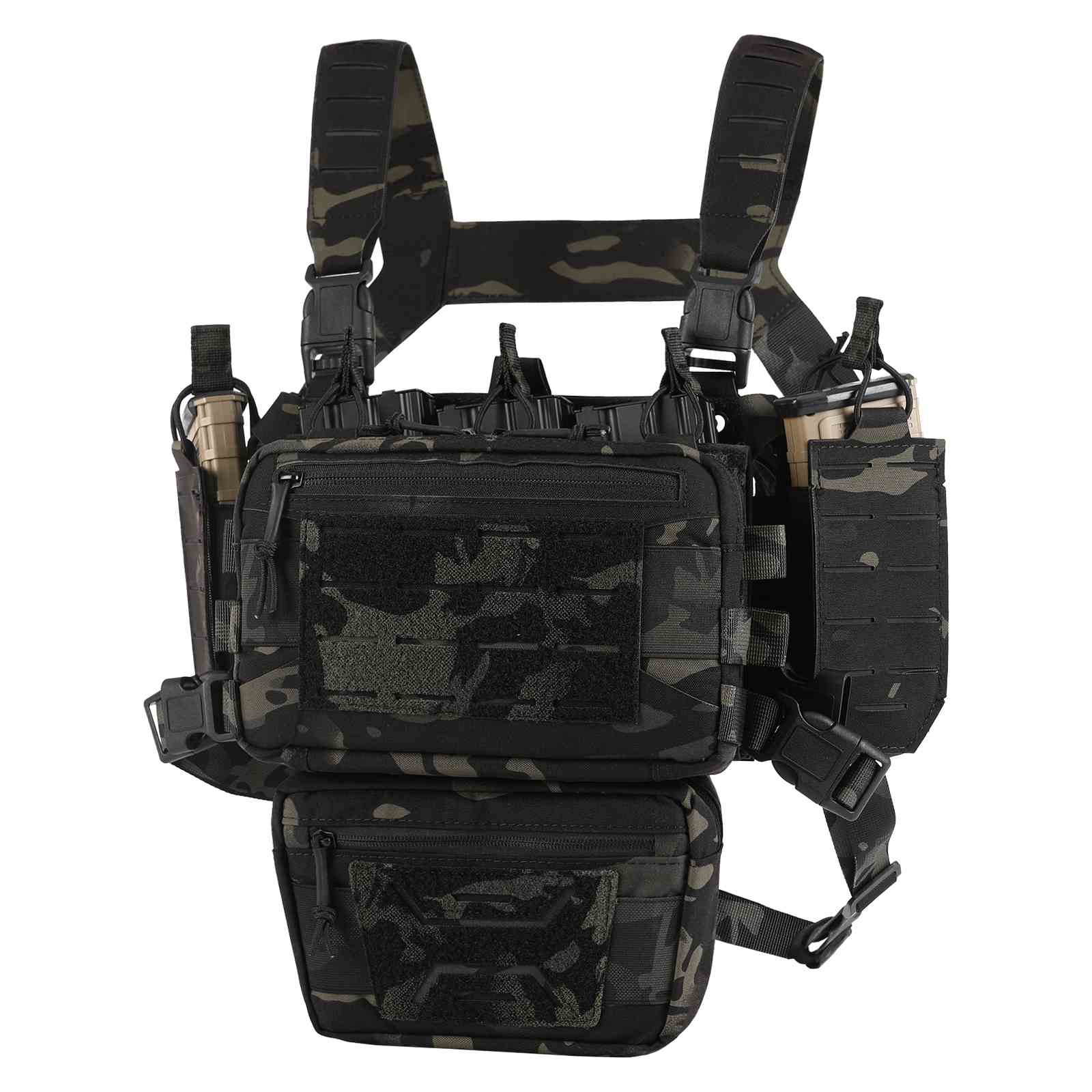 Votagoo Tactical Chest Rig,Molle Modular Micro Fight Chest Rigs Adjustable&Detachable with 5.56/7.62 Magazine Pouch-6