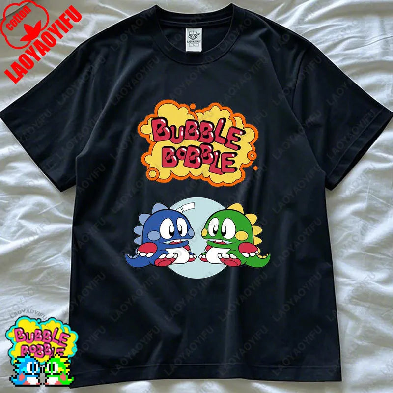 Bubble Bobble Game Graphic T Shirts Gaming Meme Gamer Funny Retro Cult Movie Music Tops Cool Gift Men Woman Cotton Tees T-Shirt