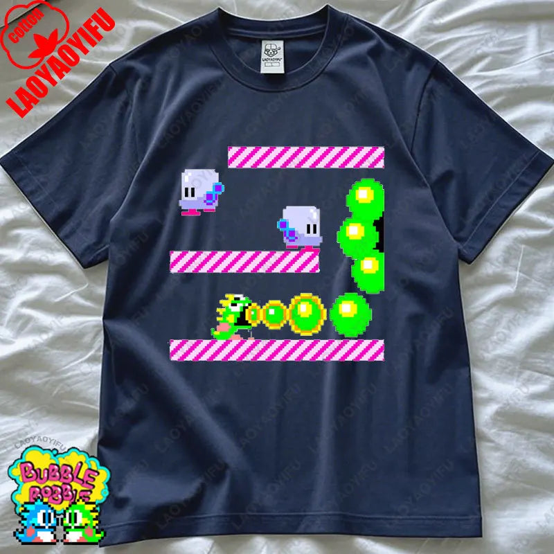 Bubble Bobble Game Graphic T Shirts Gaming Meme Gamer Funny Retro Cult Movie Music Tops Cool Gift Men Woman Cotton Tees T-Shirt