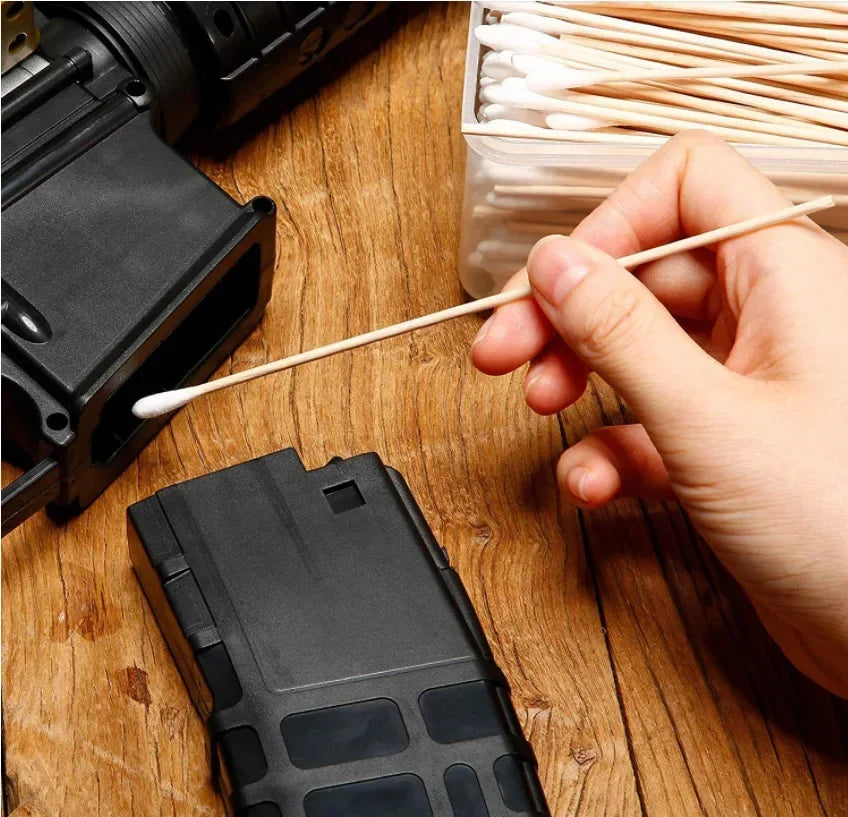 Tactical 100pcs 6 Inch Long Gun Cleaning Cotton Swabs Pistol Cleaning Kit Mat for AR15  M4A1 AK74 AK47 Remington 870 Colt 1911