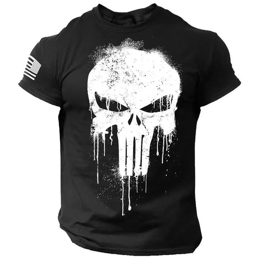 Trendy Summer Hot selling Men's T-shirt Skull Personalized Harajuku Short sleeved Sports Plus Size Comfortable Top