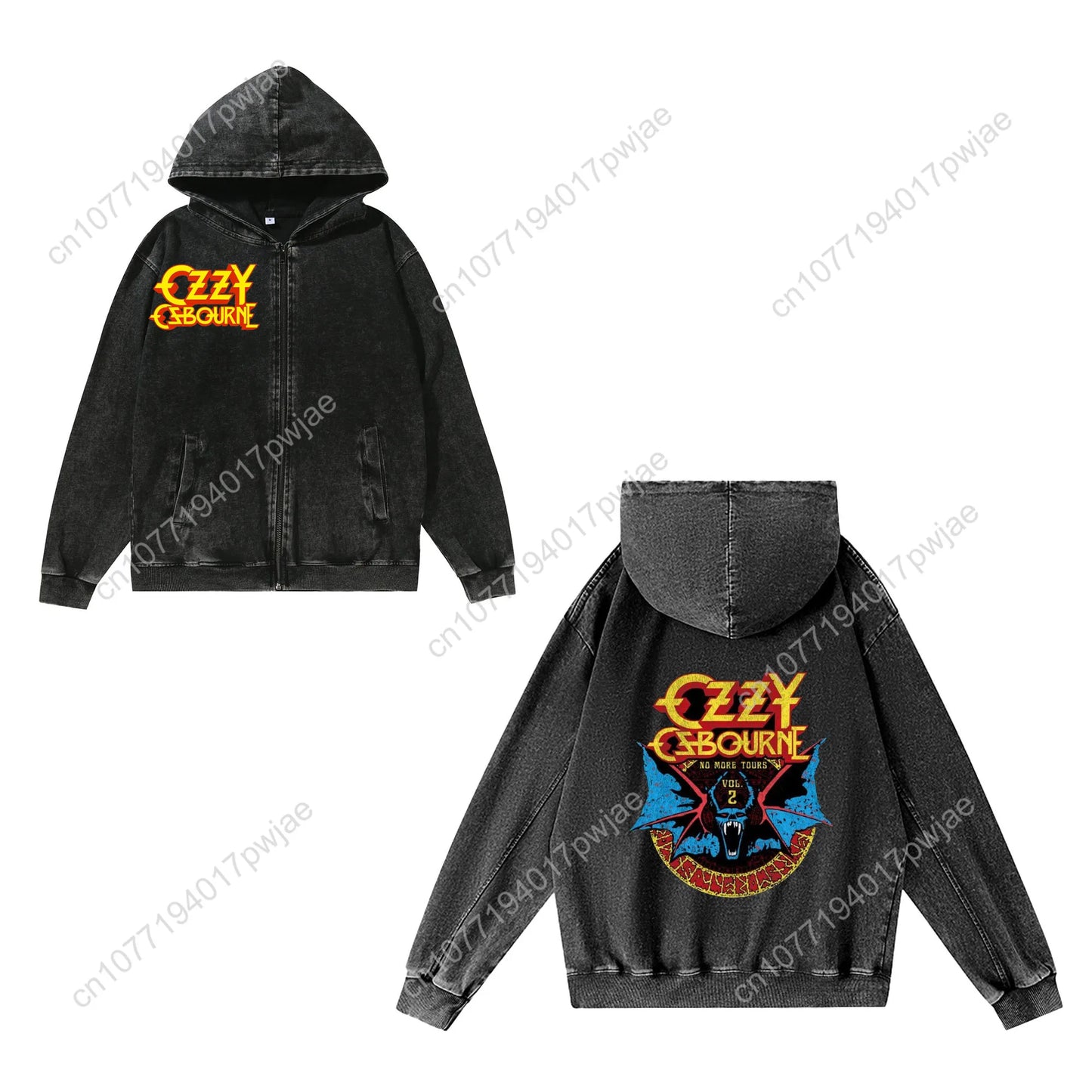 Ozzy Osbourne Rock Band Zipper Sweatshirt Man Woman Vintage Hoodies Sweat Shirt With Pocket Full Zip Customized Jacket Tops