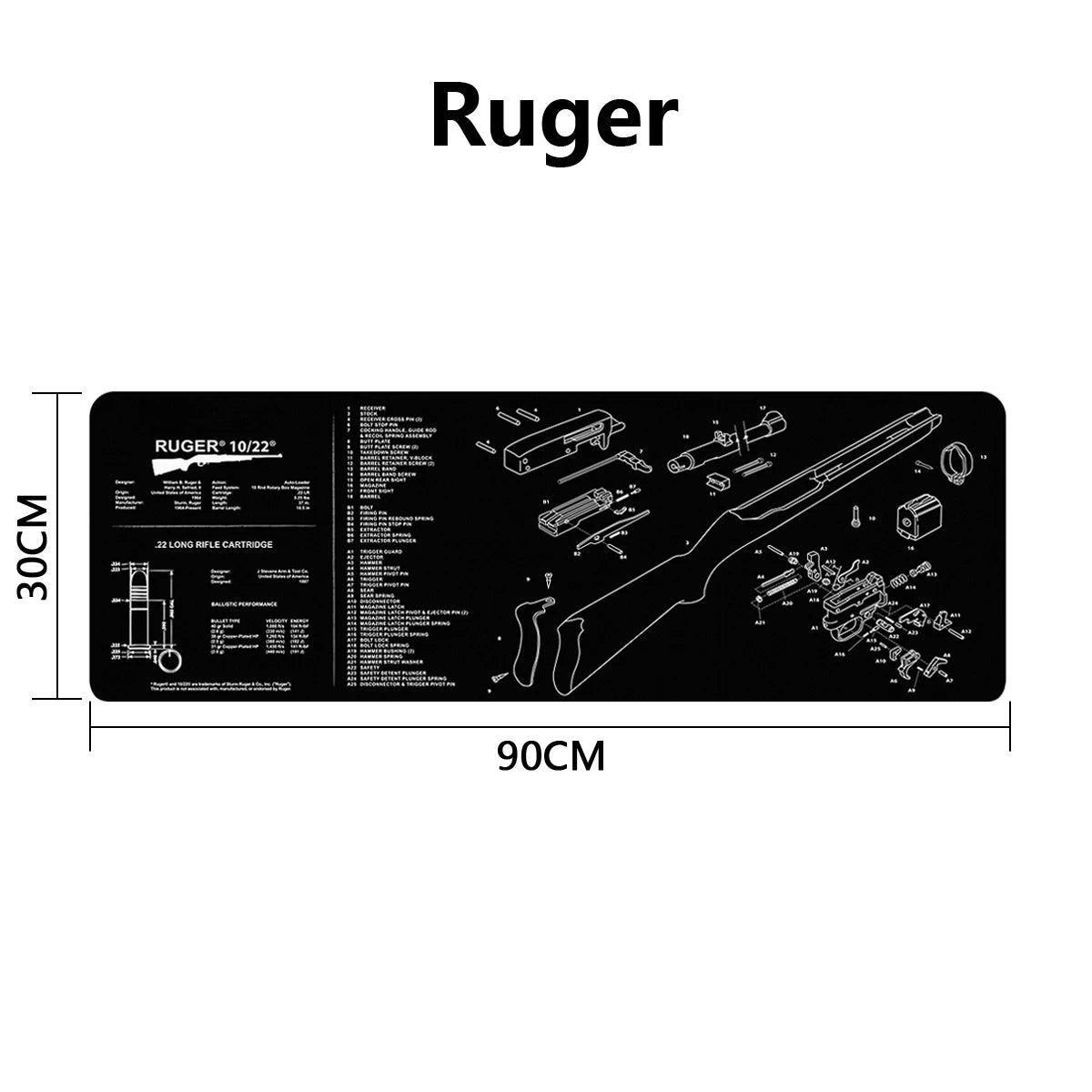 Gun Cleaning Rubber Mat Mouse Pad Parts Diagram For AR15 AK47 Remington 870 K98K MP5 G17 CZ-75 1911 Bere 92 PX4 Walther PPQ