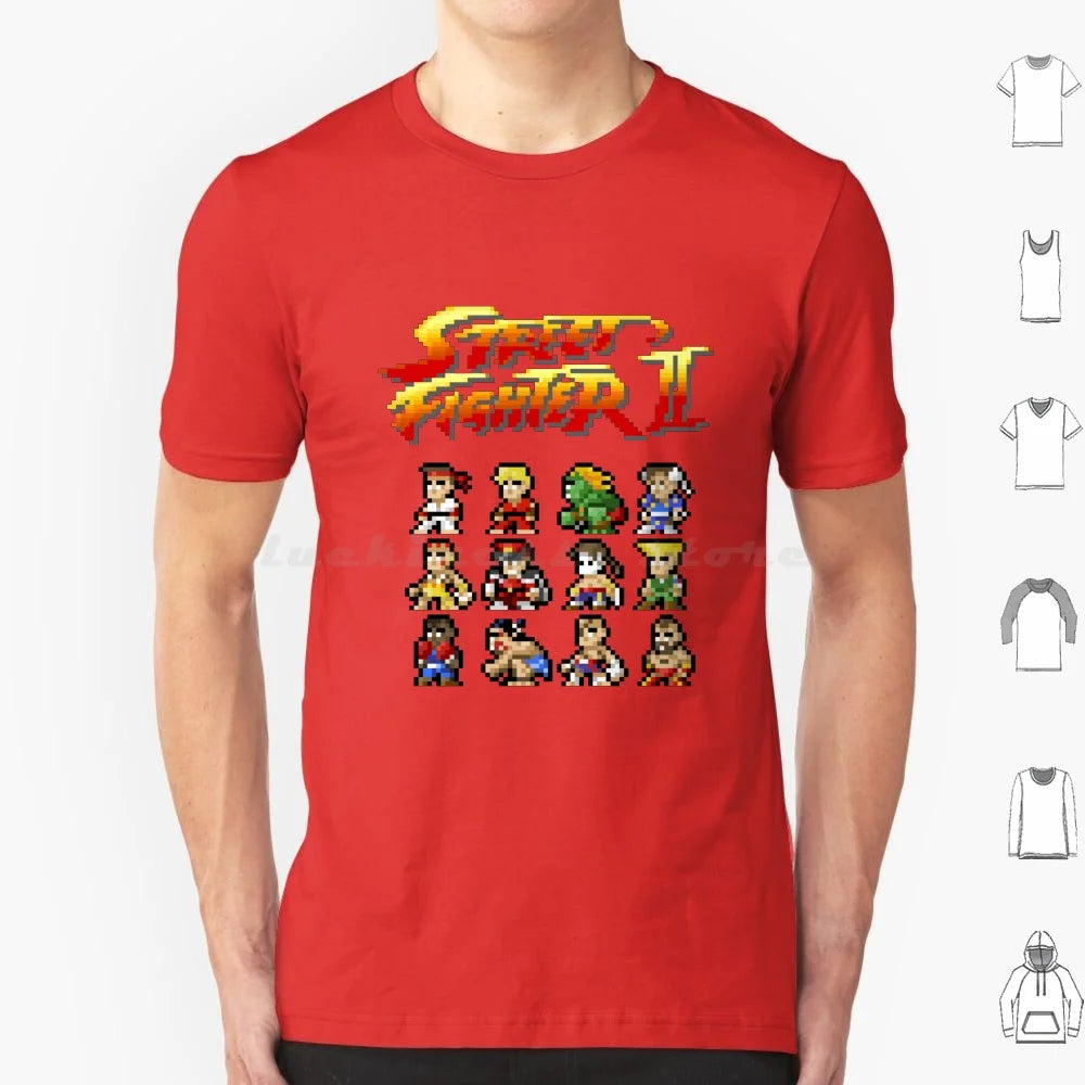 2 Characters Pixel Art T Shirt 6xl Cotton Cool Tee 2 Ii Blanka Ryu Ken Chun Li Sagat Balrog Dalshim Bison Vega Guile Zangief