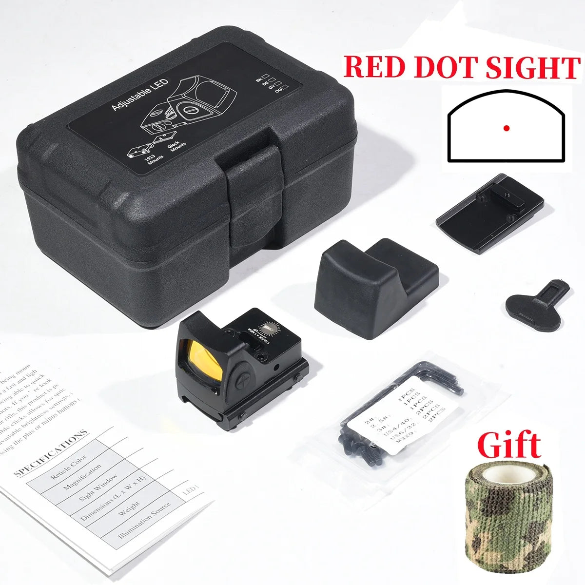 Mini Red Dot Sight Tactical Optic Reflex Collimator Hunting Airsoft Compact Riflescope Equipment Accessory AR15 G19 M4