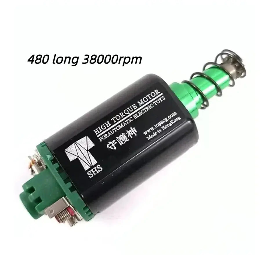 38000rpm Green SHS AEG Motor High Torqub Motor 11.1V Twist Speed Motor long Axle Airsoft M16/M4/MP5/G3/P90 AEG Motor 480 Motor