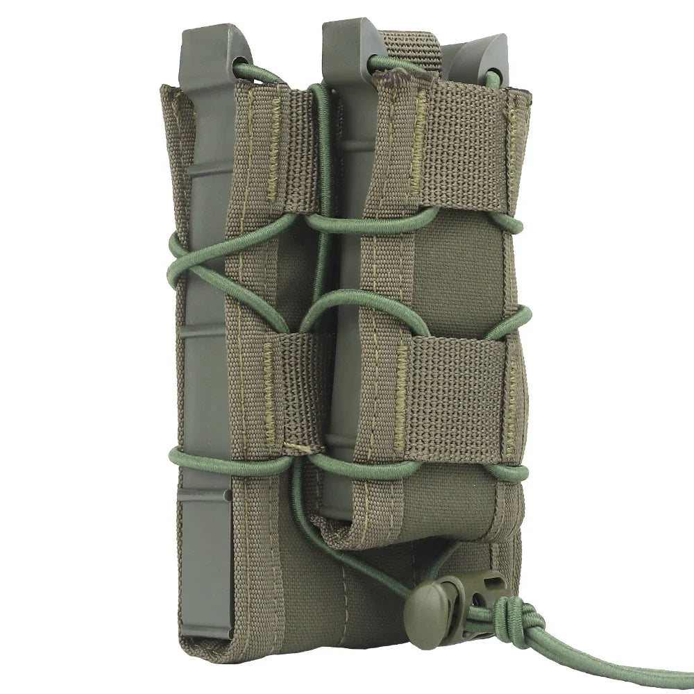 Tacctical Molle Double Magazine Pouch 9mm/7.62/5.56mm Pistol Rifle Mag Pouch M4 AR15 AK Glock 17 Universal Fast Attach Carrier