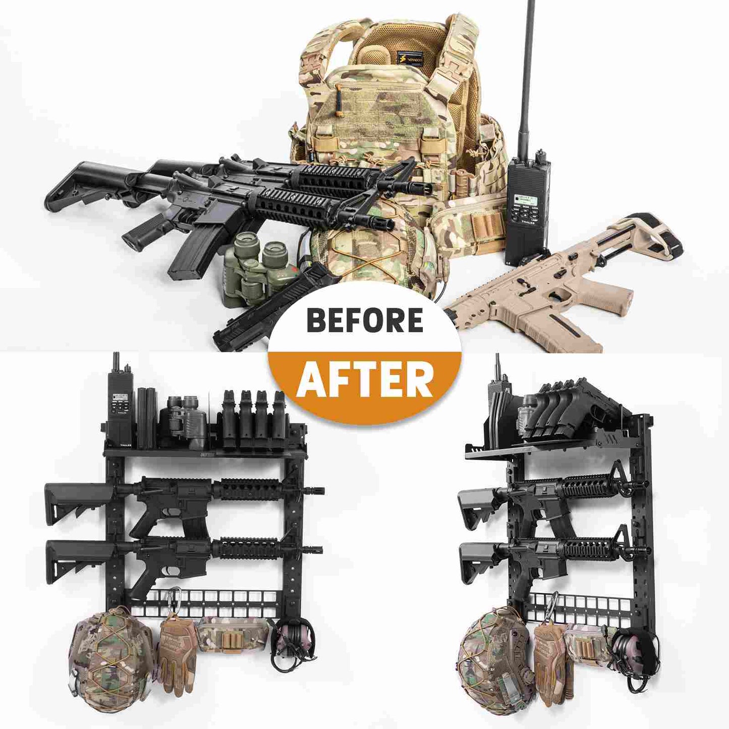 Votagoo Gun Rack for Wall, Indoor Gun Racks Wall Mount, Hang Up Gun Rack for Rifle and Pistol, Steel Airsoft Gun Holder for Shutgun and Accessories-2