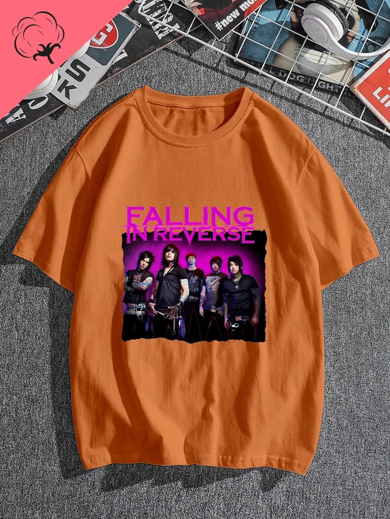 Falling in Reverse Is A Famous Post-hardcore Band Printed T-shirt From The United States,A Classic Punk Rock Style Cotton Tshirt