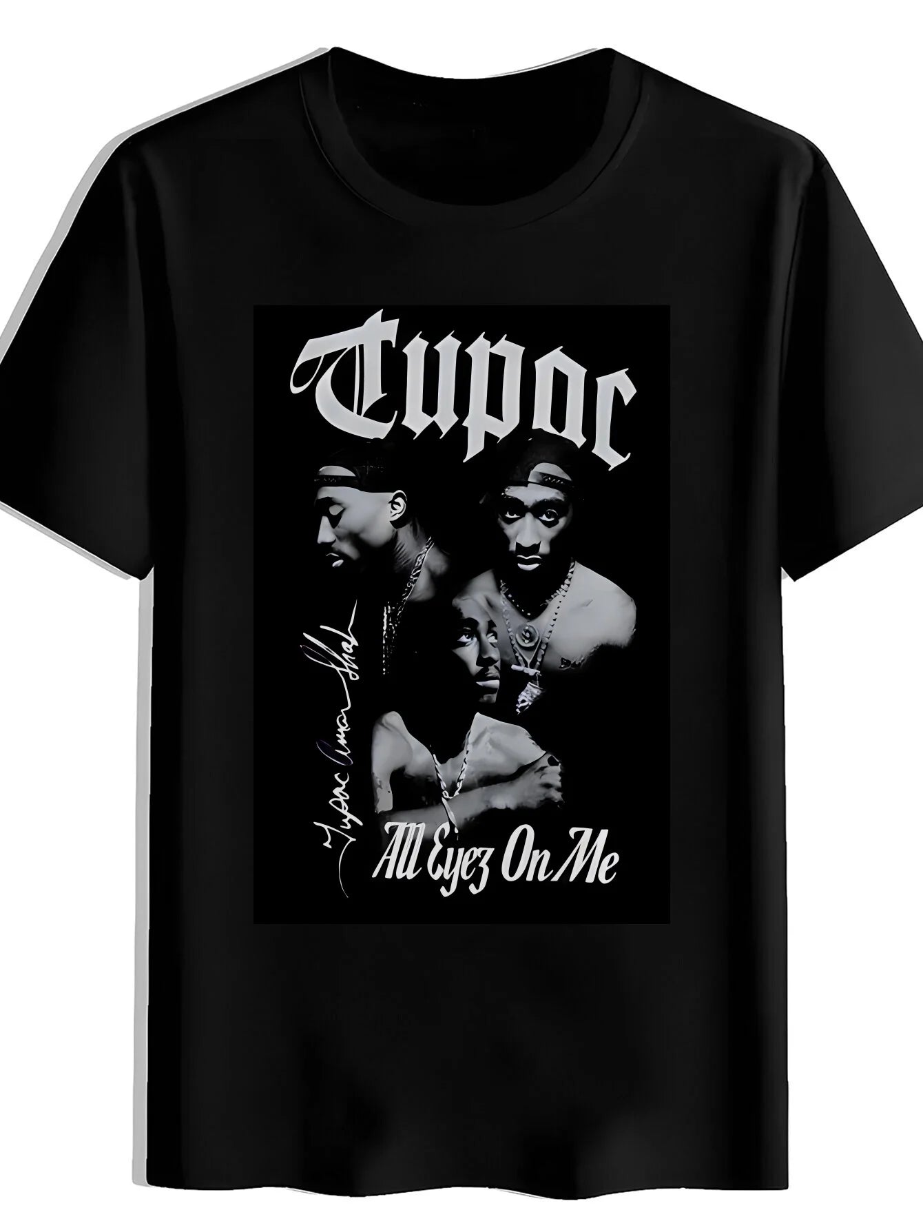 Men's Retro Rock Band Graphic T-Shirt - Black Crew Neck Short Sleeve, 2Pac & Tha Dogg Pound Design